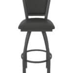 25-Inch Steel Swivel Counter Stool with Pewter Finish, Canter Iron 2.5-Inch Cushion Seat, Padded Back, and Single-Ring Base