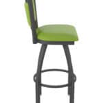 30-Inch Steel Swivel Bar Stool with Pewter Finish, Canter Kiwi Green 2.5-Inch Cushion Seat, Padded Back, and Single-Ring Base
