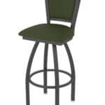 36-Inch Steel Swivel Bar Stool with Pewter Finish, Canter Pine 2.5-Inch Cushion Seat, Padded Back, and Single-Ring Base