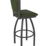 36-Inch Steel Swivel Bar Stool with Pewter Finish, Canter Pine 2.5-Inch Cushion Seat, Padded Back, and Single-Ring Base