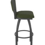 36-Inch Steel Swivel Bar Stool with Pewter Finish, Canter Pine 2.5-Inch Cushion Seat, Padded Back, and Single-Ring Base
