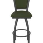 36-Inch Steel Swivel Bar Stool with Pewter Finish, Canter Pine 2.5-Inch Cushion Seat, Padded Back, and Single-Ring Base
