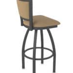 30-Inch Steel Swivel Bar Stool with Pewter Finish, Canter Sand 2.5-Inch Cushion Seat, Padded Back, and Single-Ring Base