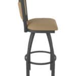 30-Inch Steel Swivel Bar Stool with Pewter Finish, Canter Sand 2.5-Inch Cushion Seat, Padded Back, and Single-Ring Base