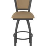 30-Inch Steel Swivel Bar Stool with Pewter Finish, Canter Sand 2.5-Inch Cushion Seat, Padded Back, and Single-Ring Base