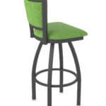 30-Inch Steel Swivel Bar Stool with Pewter Finish, Graph Parrot 2.5-Inch Cushion Seat, Padded Back, and Single-Ring Base