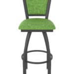 30-Inch Steel Swivel Bar Stool with Pewter Finish, Graph Parrot 2.5-Inch Cushion Seat, Padded Back, and Single-Ring Base