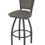 36-Inch Steel Swivel Bar Stool with Pewter Finish, Graph Chalice 2.5-Inch Cushion Seat, Padded Back, and Single-Ring Base
