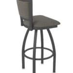 36-Inch Steel Swivel Bar Stool with Pewter Finish, Graph Chalice 2.5-Inch Cushion Seat, Padded Back, and Single-Ring Base