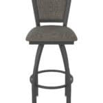 36-Inch Steel Swivel Bar Stool with Pewter Finish, Graph Chalice 2.5-Inch Cushion Seat, Padded Back, and Single-Ring Base