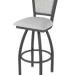 36-Inch Steel Swivel Bar Stool with Pewter Finish, Graph Alpine 2.5-Inch Cushion Seat, Padded Back, and Single-Ring Base