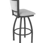 36-Inch Steel Swivel Bar Stool with Pewter Finish, Graph Alpine 2.5-Inch Cushion Seat, Padded Back, and Single-Ring Base