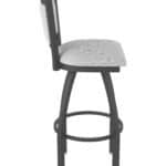 36-Inch Steel Swivel Bar Stool with Pewter Finish, Graph Alpine 2.5-Inch Cushion Seat, Padded Back, and Single-Ring Base