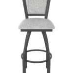36-Inch Steel Swivel Bar Stool with Pewter Finish, Graph Alpine 2.5-Inch Cushion Seat, Padded Back, and Single-Ring Base