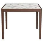 White Square Dining Table with Marble-Look Top and Wood Base