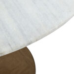 Round White & Gold Marble Pedestal Dining Table for 4