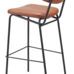 Vintage Brown Faux Leather Barstools with Steel Frame (Set of 2)