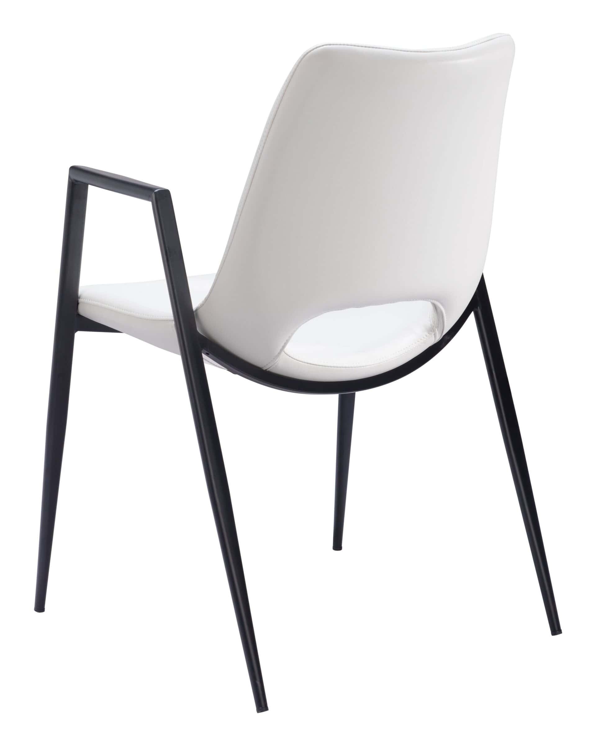Mid-Century Modern Faux Leather Dining Chair with Steel Frame (Set of 2)