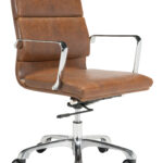 Vintage Brown Faux Leather Swivel Office Chair with Adjustable Height