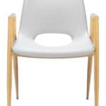 White and Gold Mid-Century Modern Dining Chairs with Armrests (Set of 2)