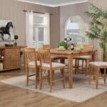 Iron Brush Antique Natural Acacia Pub Table with Butterfly Leaf