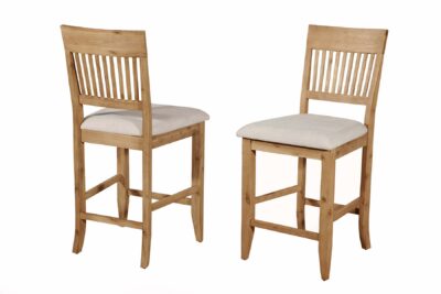 Rustic Acacia Pub Chairs Iron Brush Antique Natural (Set of 2)