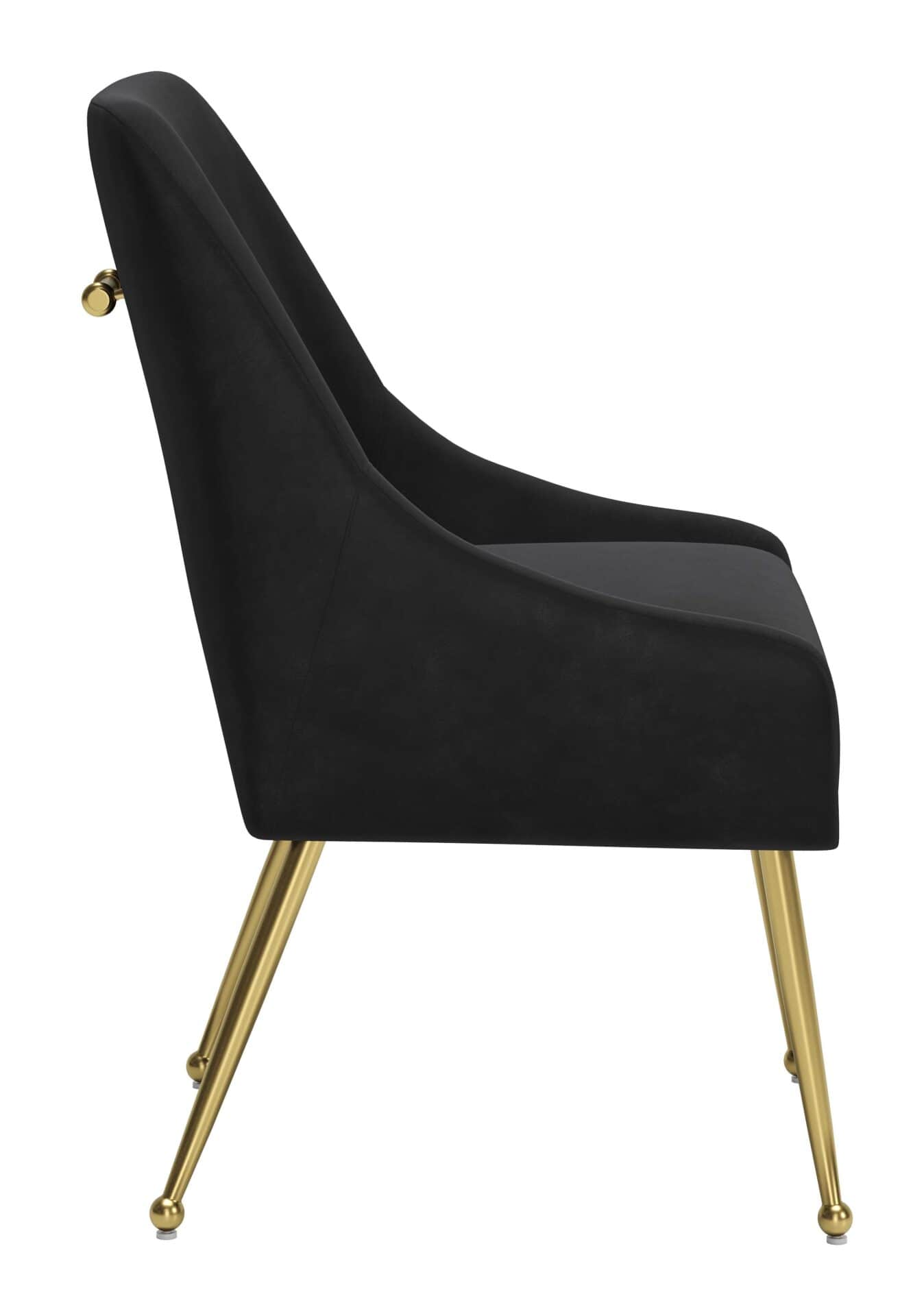 Black Velvet Upholstered Armchair with Gold Metal Legs 4 Black Velvet Upholstered Armchair with Gold Metal Legs - Image 4