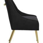 Black Velvet Upholstered Armchair with Gold Metal Legs 14 Black Velvet Upholstered Armchair with Gold Metal Legs
