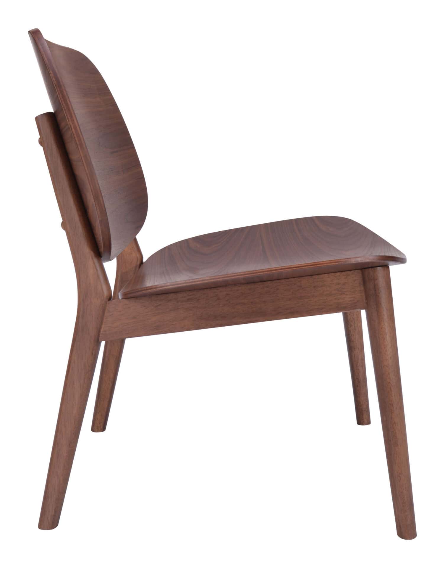 Mid-Century Modern Walnut Lounge Chair with Wooden Frame and Seat 4 Mid-Century Modern Walnut Lounge Chair with Wooden Frame and Seat - Image 4