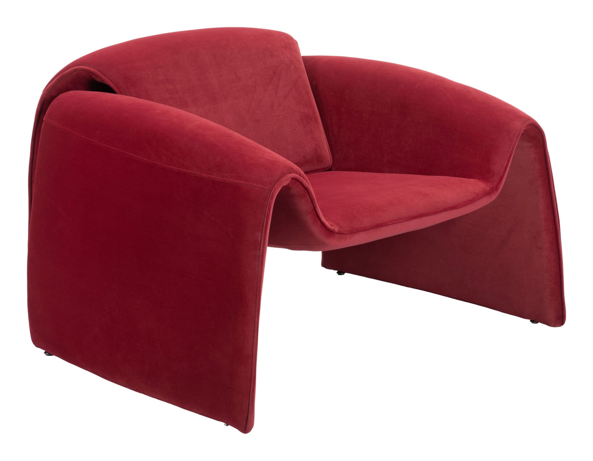 Red Velvet Accent Chair with Sturdy Steel Frame and Armrests 9 Red Velvet Accent Chair with Sturdy Steel Frame and Armrests - Image 9