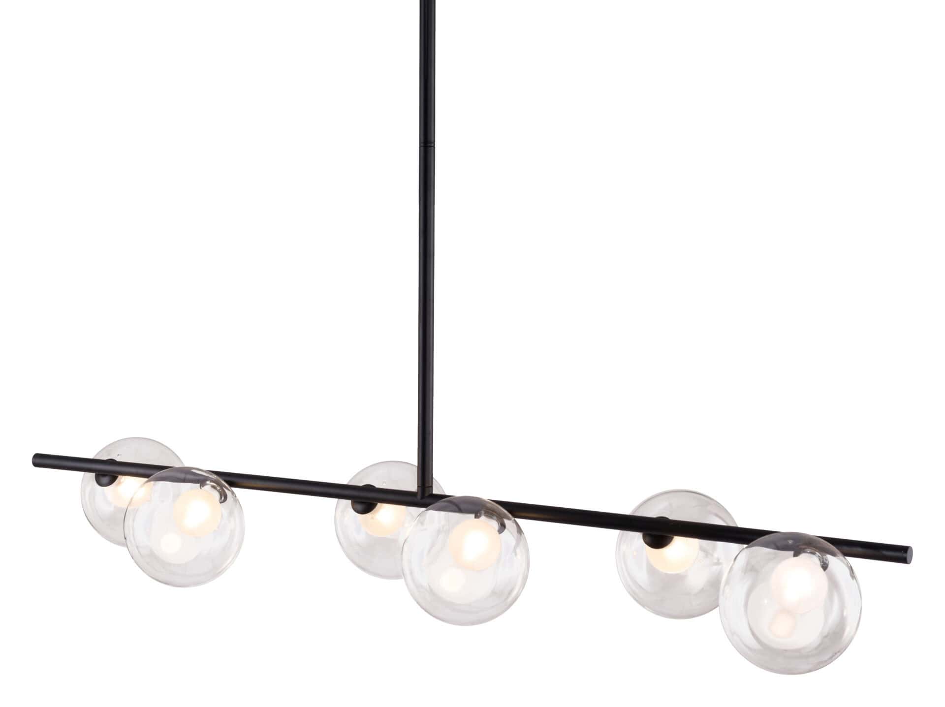 Matte Black Steel Ceiling Lamp with Clear Glass Shades (6 Bulbs) 3 Matte Black Steel Ceiling Lamp with Clear Glass Shades (6 Bulbs) - Image 3