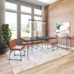 Modern Black and Bronze Dining Table with Steel Base