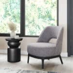 Gray Vinyl Accent Chair with Wood Base and Rubber Feet Protection 9 Gray Vinyl Accent Chair with Wood Base and Rubber Feet Protection