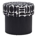 Black and White Storage Ottoman with Hidden Compartment and Wooden Legs