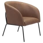 Vintage Brown Faux Leather Accent Chair with Steel Legs 17 Vintage Brown Faux Leather Accent Chair with Steel Legs