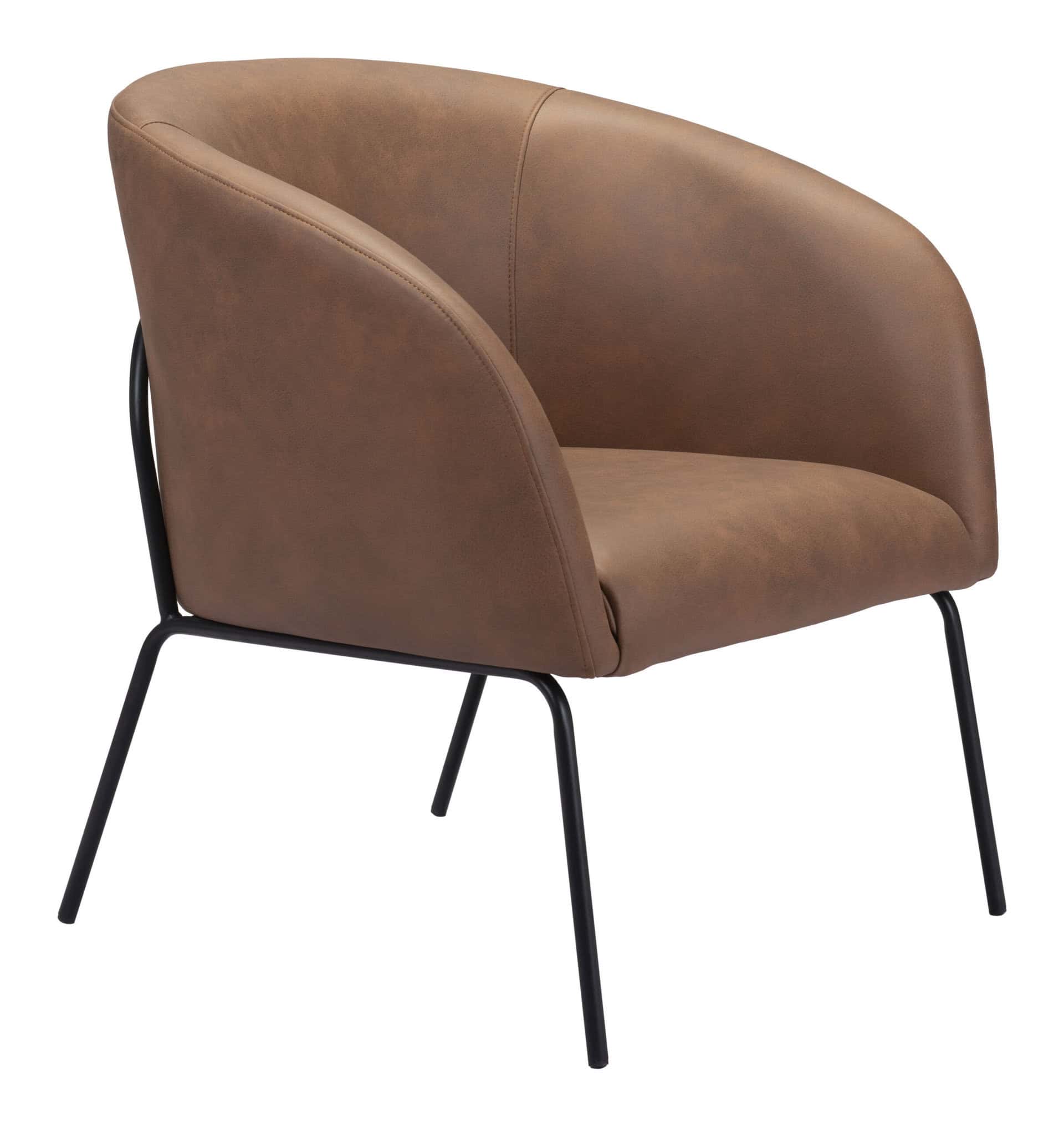 Vintage Brown Faux Leather Accent Chair with Steel Legs 17 Vintage Brown Faux Leather Accent Chair with Steel Legs