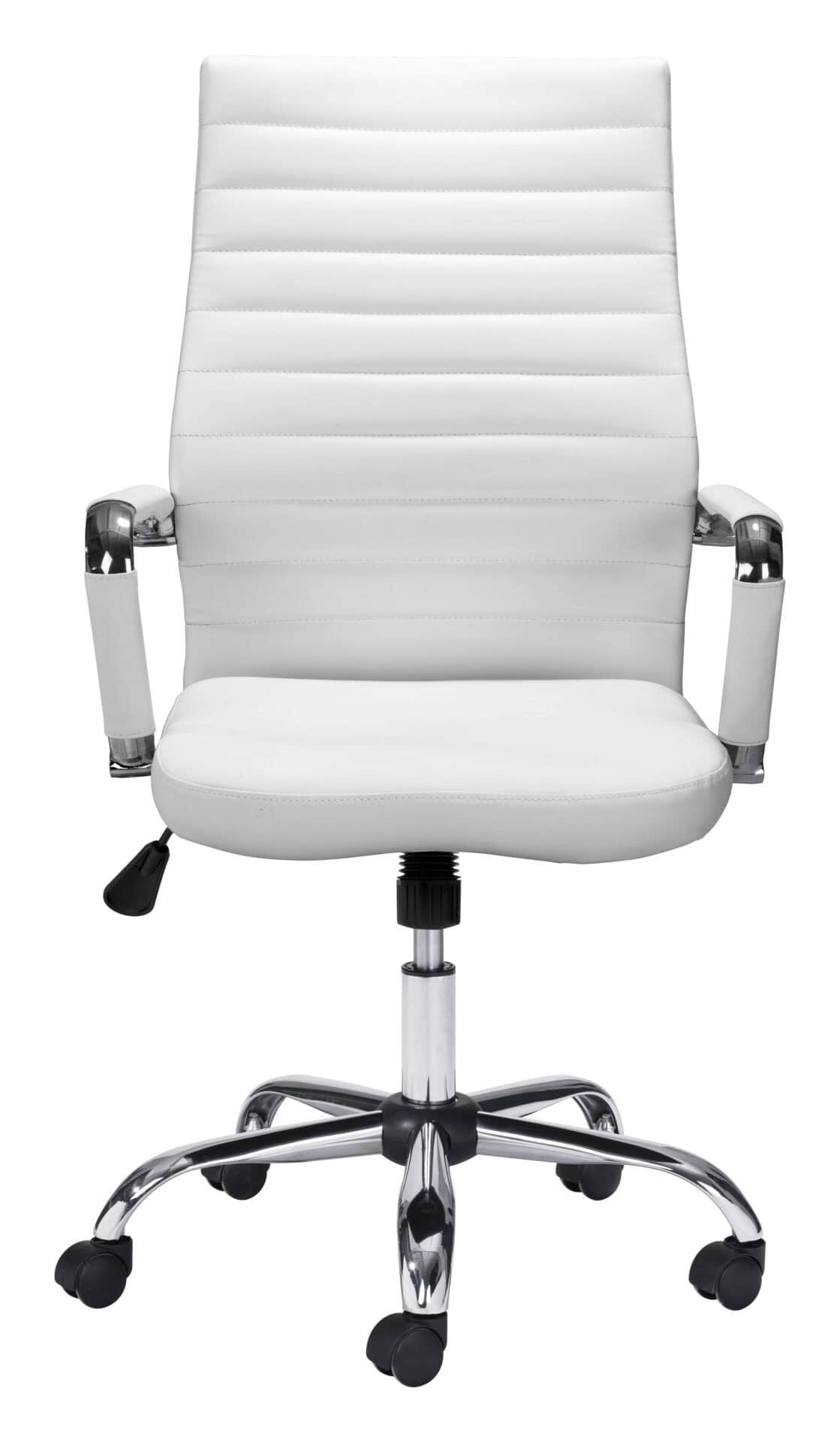 White Faux Leather Office Chair with Adjustable Height and Swivel Base 4 White Faux Leather Office Chair with Adjustable Height and Swivel Base - Image 4