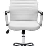 White Faux Leather Office Chair with Adjustable Height and Swivel Base 12 White Faux Leather Office Chair with Adjustable Height and Swivel Base