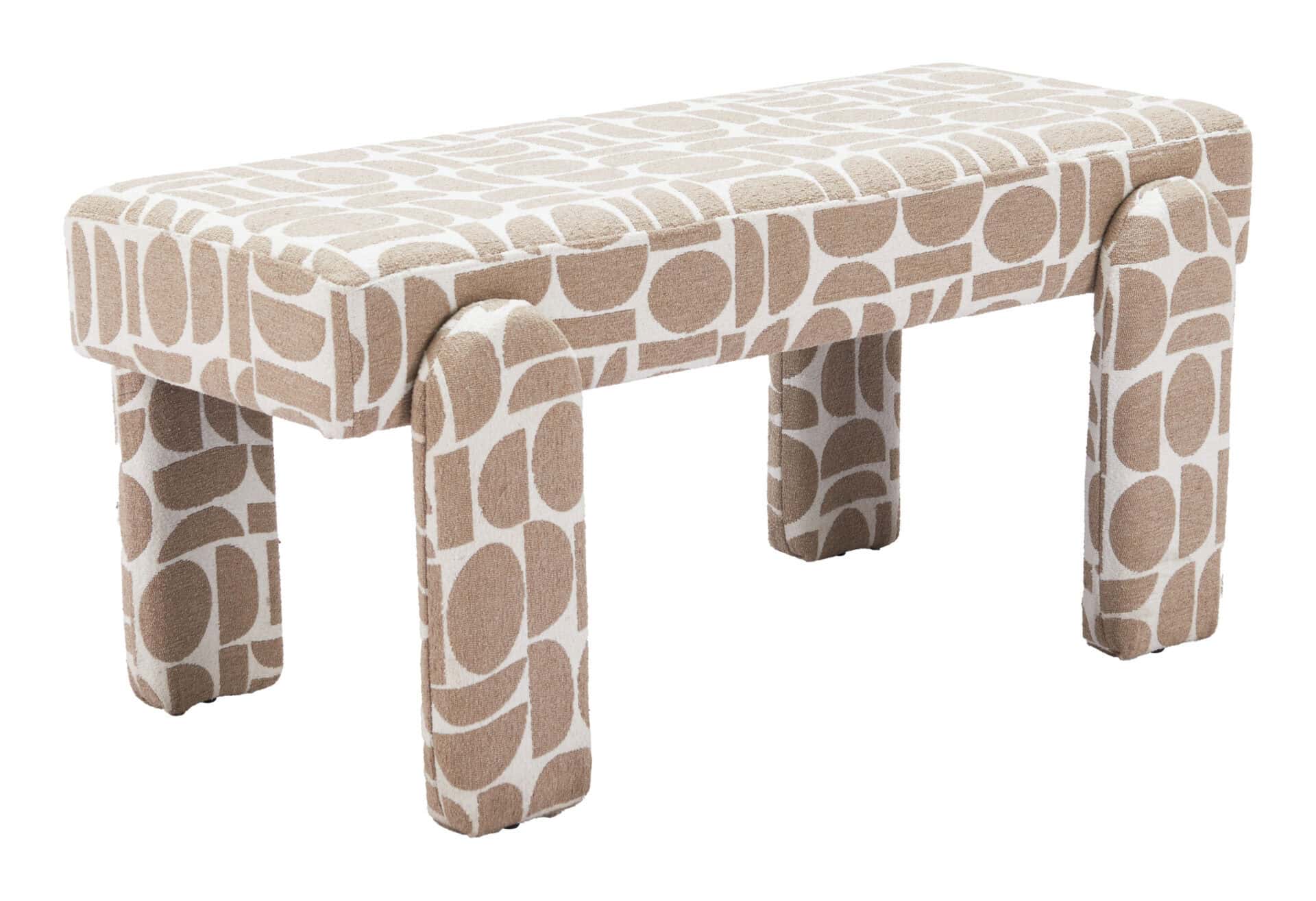 Gray Upholstered Bench with Wood Frame and Rubber Feet Protection 2 Gray Upholstered Bench with Wood Frame and Rubber Feet Protection - Image 2