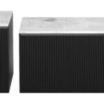 Modern White Marble Coffee Table Set with Black Wood Base (Set of 2) 7 Modern White Marble Coffee Table Set with Black Wood Base (Set of 2)