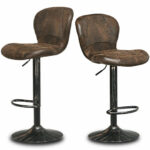 Adjustable Swivel Bar Stools with PU Leather and Footrest (Set of 2)