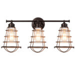 Industrial 3-Light Wall Lamp with Cage Design (Set of 1) 12 Industrial 3-Light Wall Lamp with Cage Design (Set of 1)
