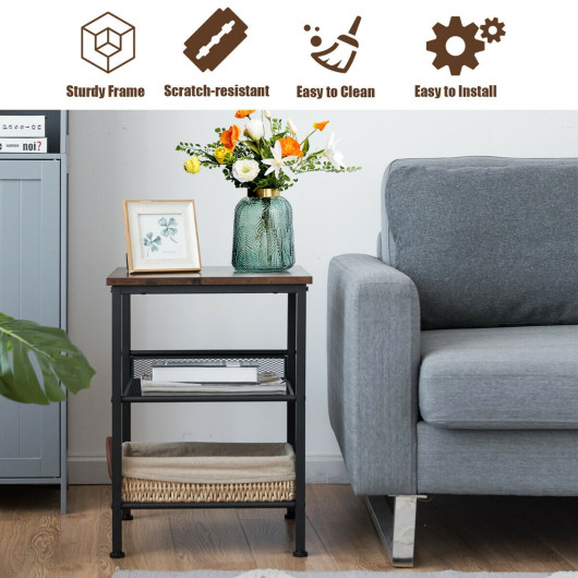 Industrial Side Table with Adjustable Mesh Shelves and Sturdy Frame 6 Industrial Side Table with Adjustable Mesh Shelves and Sturdy Frame - Image 6