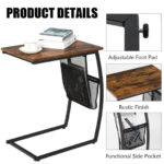 Rustic C Shaped End Table with Pocket and Metal Frame 12 Rustic C Shaped End Table with Pocket and Metal Frame