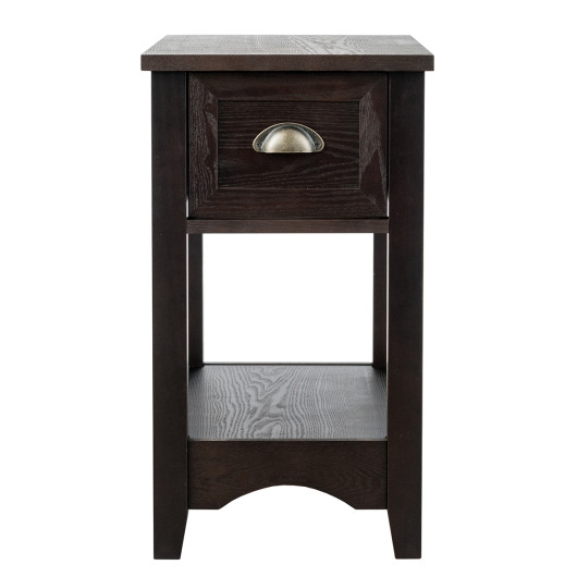 Retro Narrow End Table with Drawer and Shelf (Set of 2) 7 Retro Narrow End Table with Drawer and Shelf (Set of 2) - Image 7