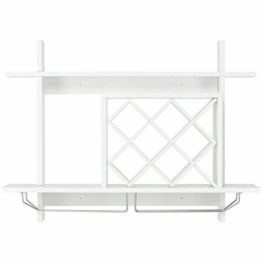 Wall Mounted Wine Rack with Glass Holder and Storage Shelf 6 Wall Mounted Wine Rack with Glass Holder and Storage Shelf - Image 6