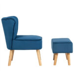 Velvet Upholstered Accent Chair and Ottoman with Wooden Legs (Set of 2) 14 Velvet Upholstered Accent Chair and Ottoman with Wooden Legs (Set of 2)