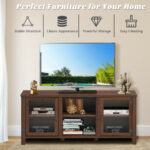 Walnut TV Stand for TVs up to 65 Inches with Storage