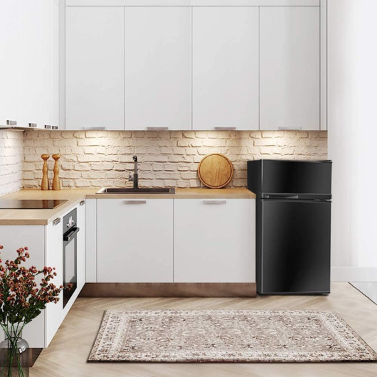 Black 2 Door Compact Refrigerator with Freezer 3.4 Cu. Ft.