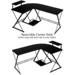 Space-Saving Reversible L-Shaped Desk with Shelf and CPU Stand 26 Space-Saving Reversible L-Shaped Desk with Shelf and CPU Stand